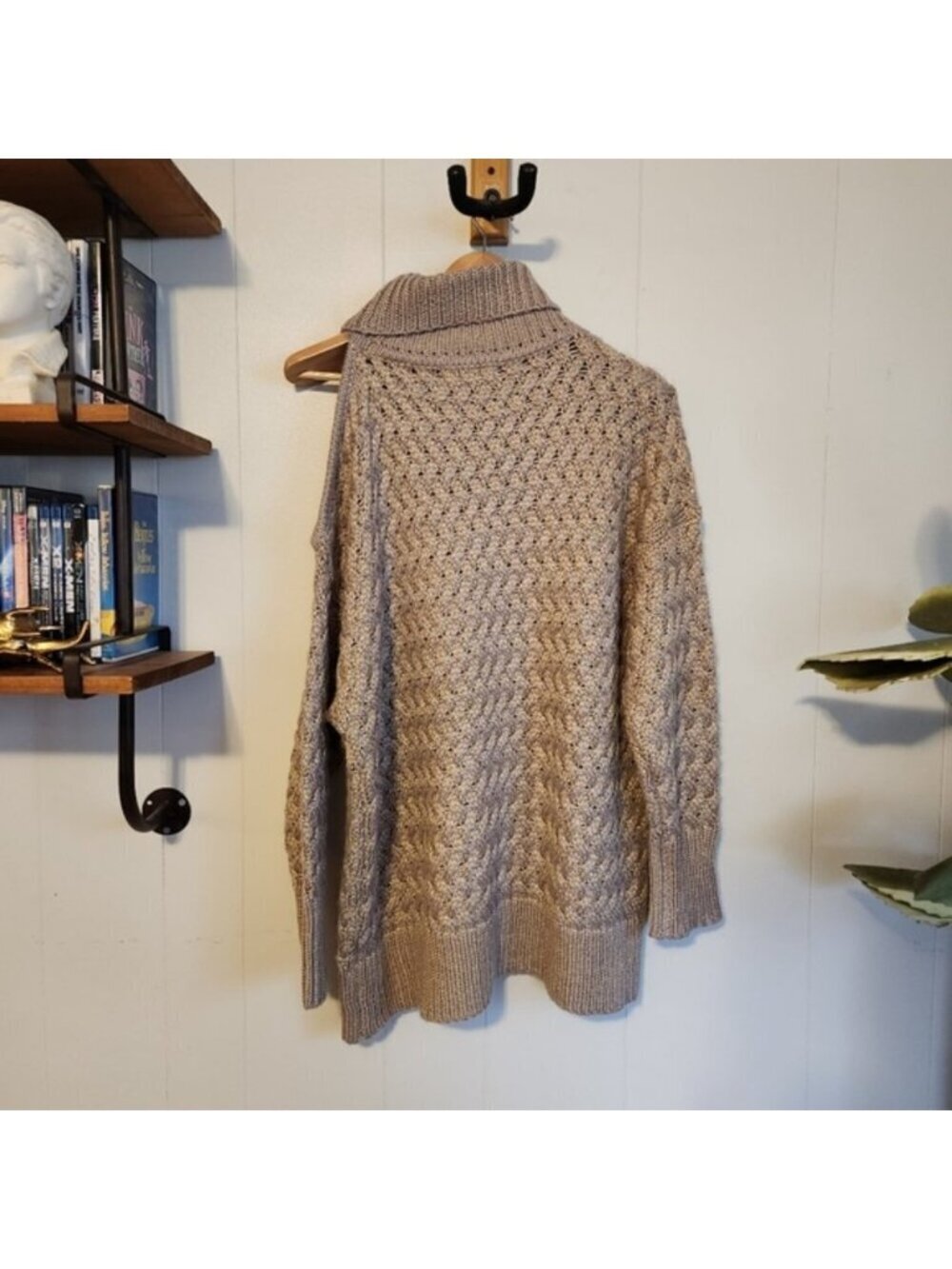 Addition Elle Cable Knit Chunky Turtleneck Sweater Cold Shoulder Tunic winter - Picture 9 of 14
